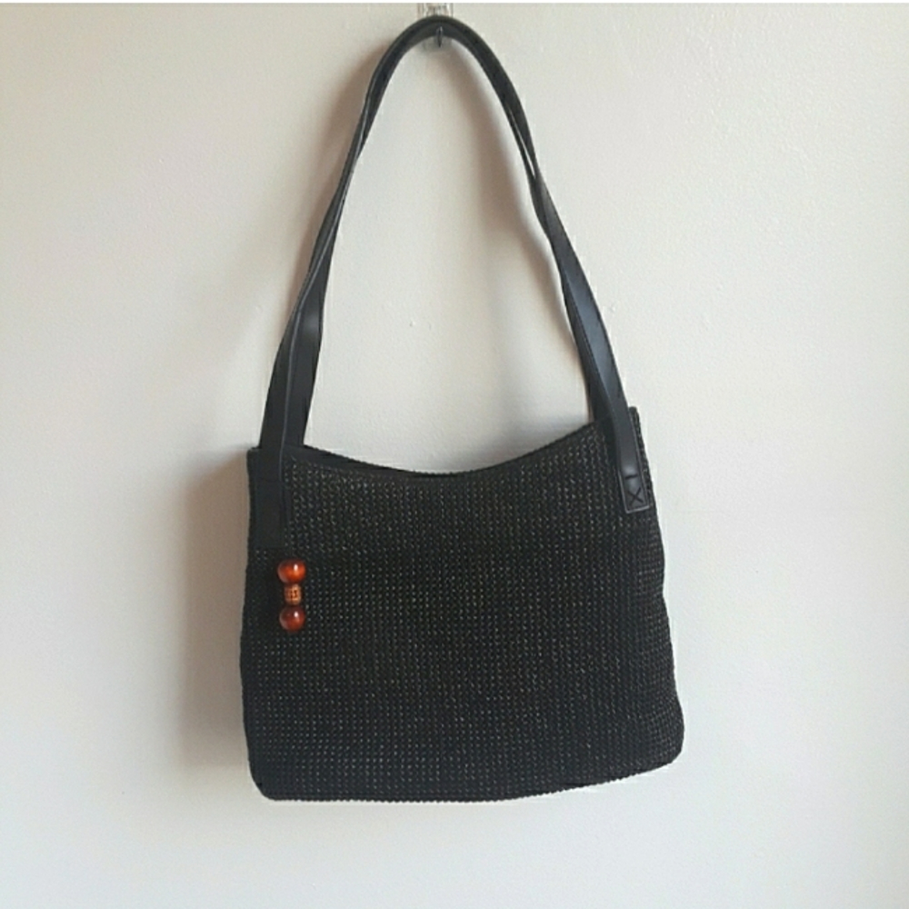 NWOT Relativity black woven boho bead charm snap closure shoulder bag